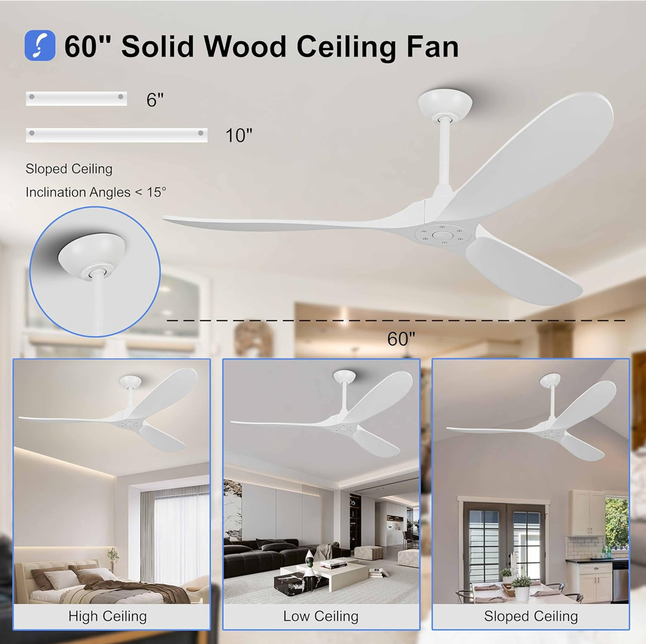 Nordic Luxury Ceiling Fan (Without Light Kit)