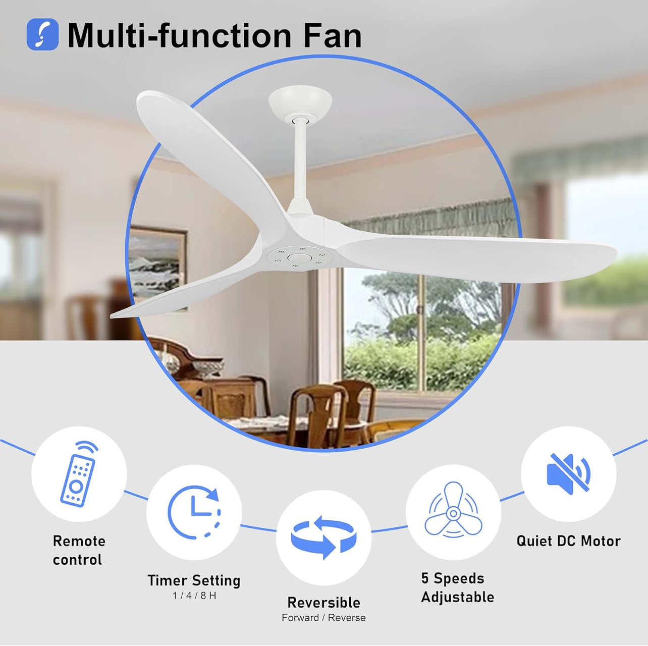 Nordic Luxury Ceiling Fan (Without Light Kit)