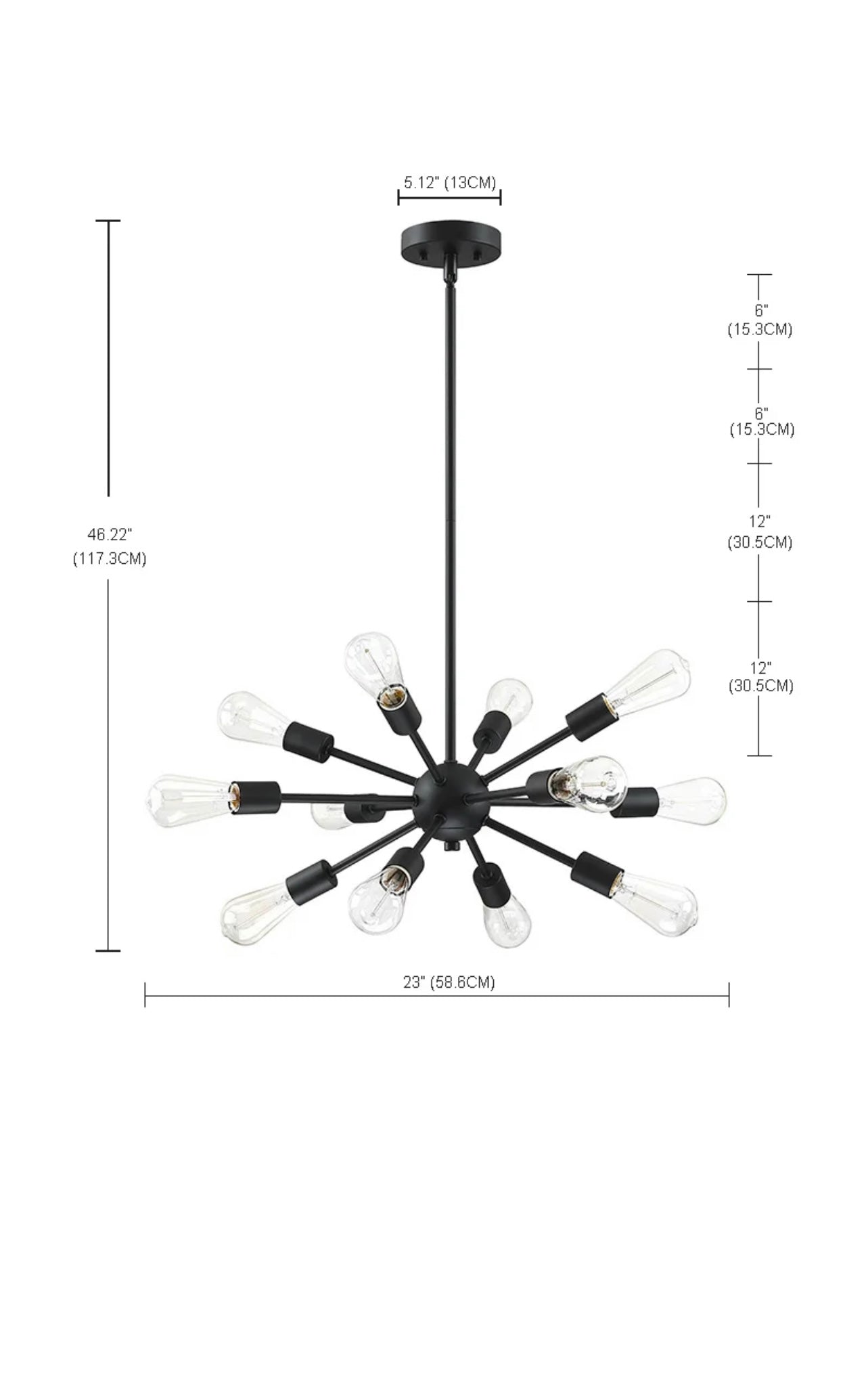 Modern 12 Lamp Luxury Pendant Light (Bulbs Not Included)