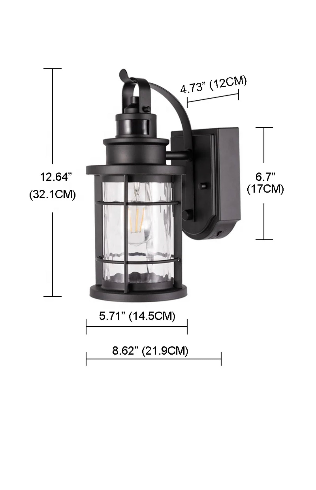 Outdoor Motion Sensor Wall Lantern Fixture (Bulb Not Included)