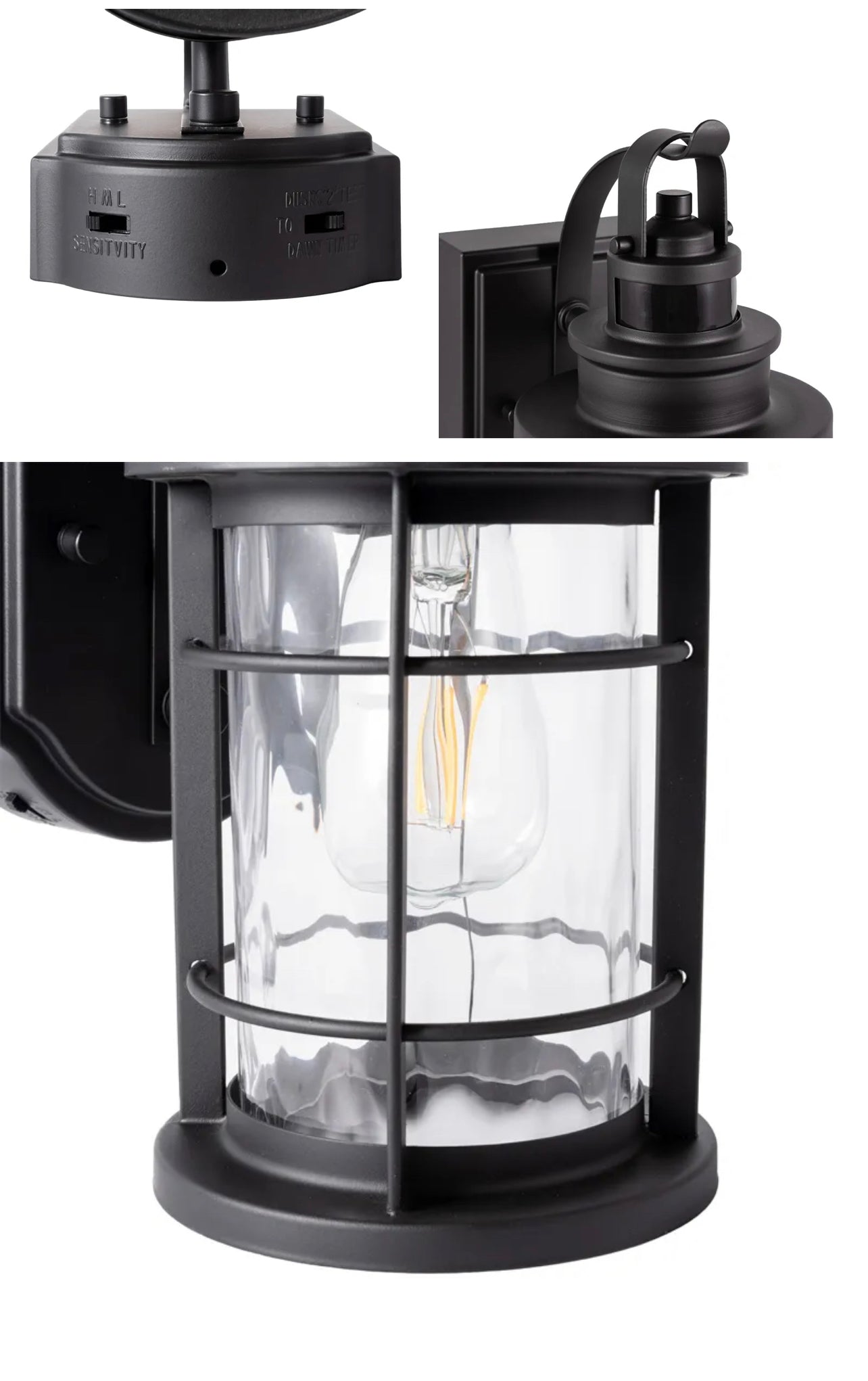 Outdoor Motion Sensor Wall Lantern Fixture (Bulb Not Included)