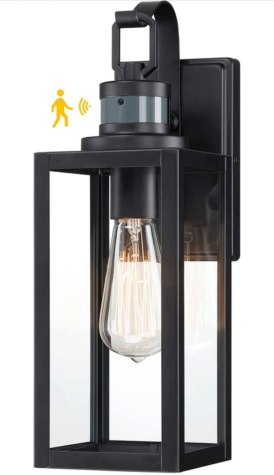 Outdoor Motion Sensor Wall Lantern Fixture (Bulb Not Included)