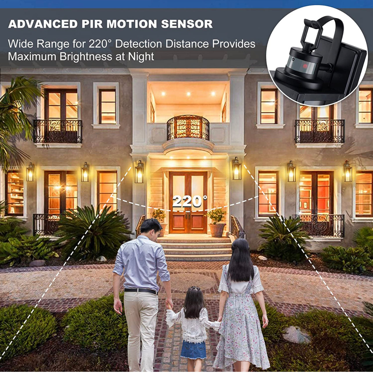 Outdoor Motion Sensor Wall Lantern Fixture (Bulb Not Included)