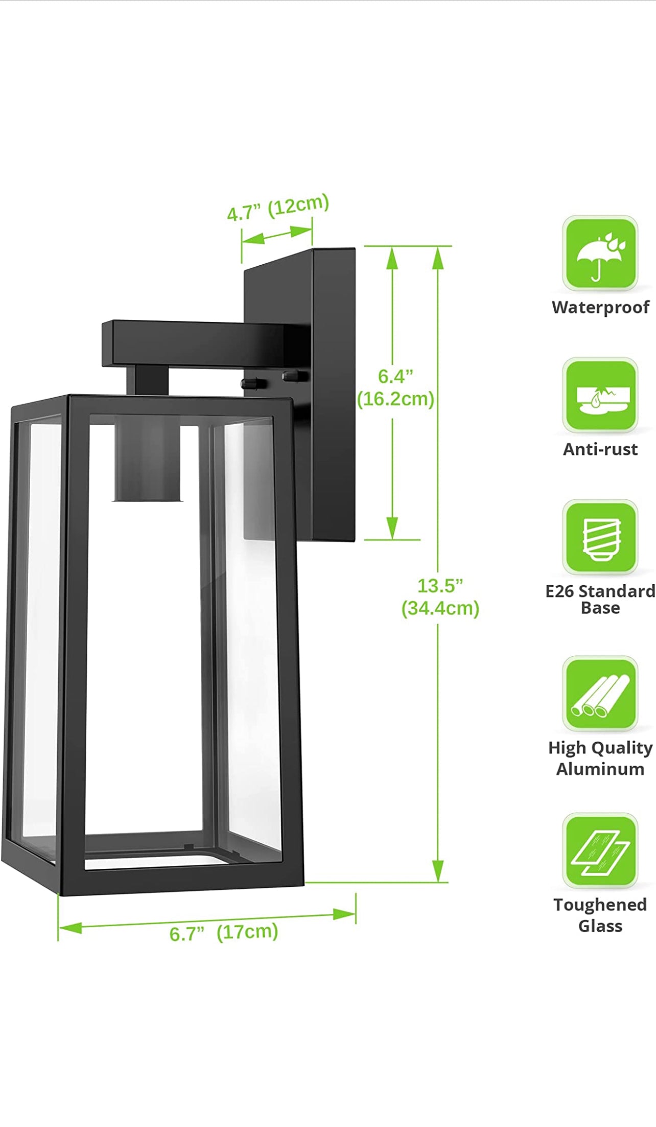 Outdoor Wall Lantern Fixture (Bulb Not Included)