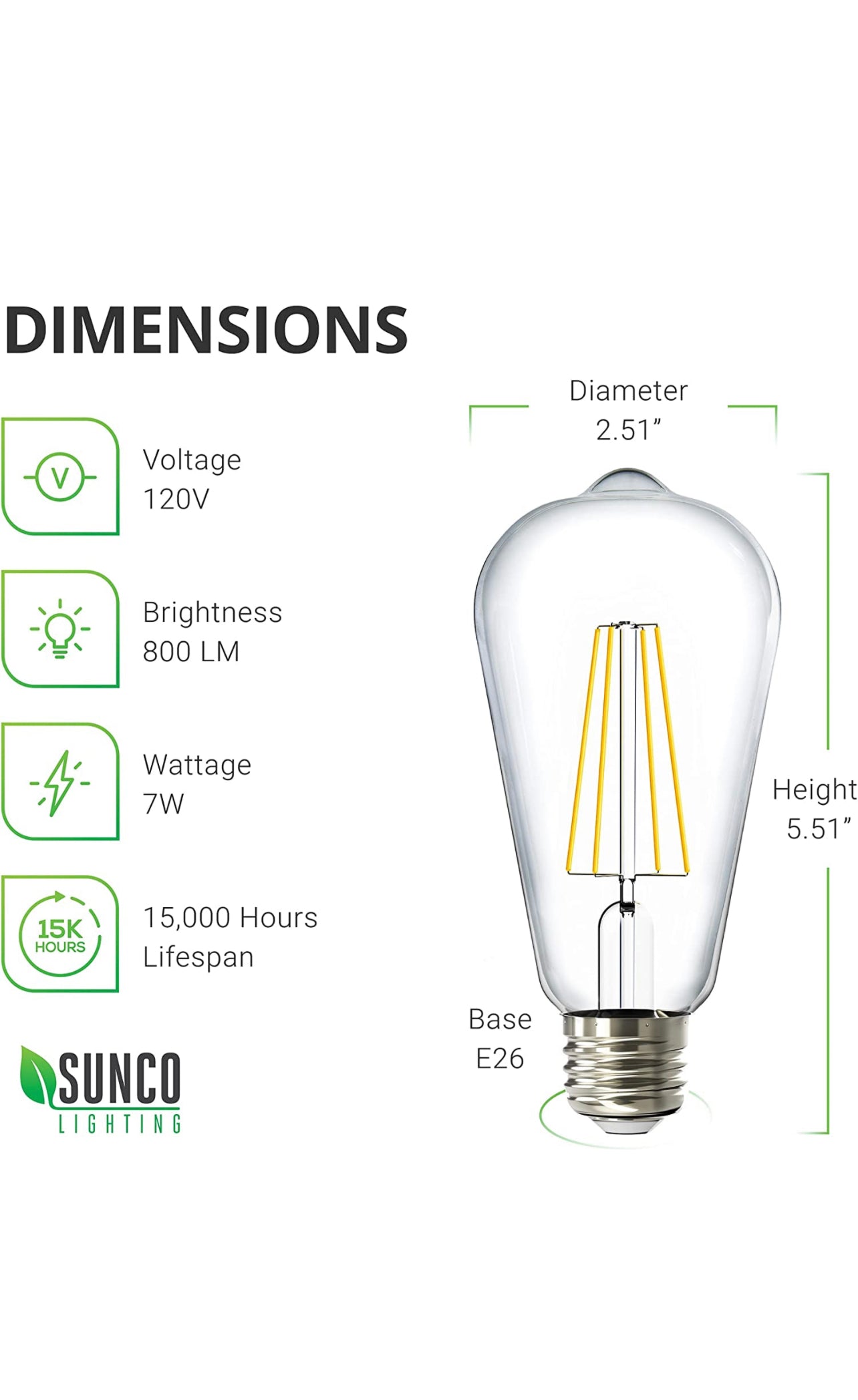 Sunco Dust-T0-Dawn Edison Light Bulb (4 Pack)